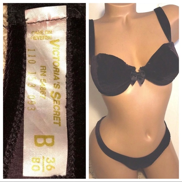 Vintage Victoria’s Secret bra & panty black velour - Picture 4 of 16